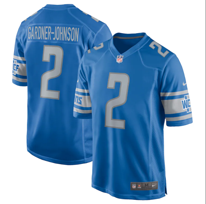 Men's Detroit Lions #2 Chauncey Gardner-Johnson Blue Detroit Lions Stitched Game Jersey